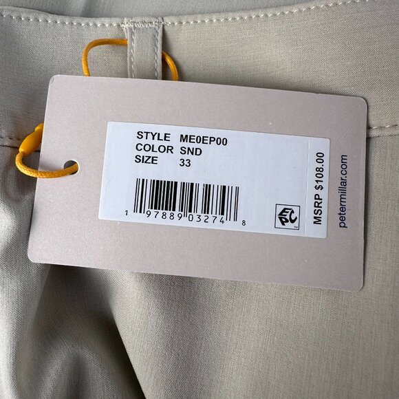 Peter Millar Men's Shackleford Performance 9" Hybrid Golf Short, Size W33, Sand - Picture 14 of 15